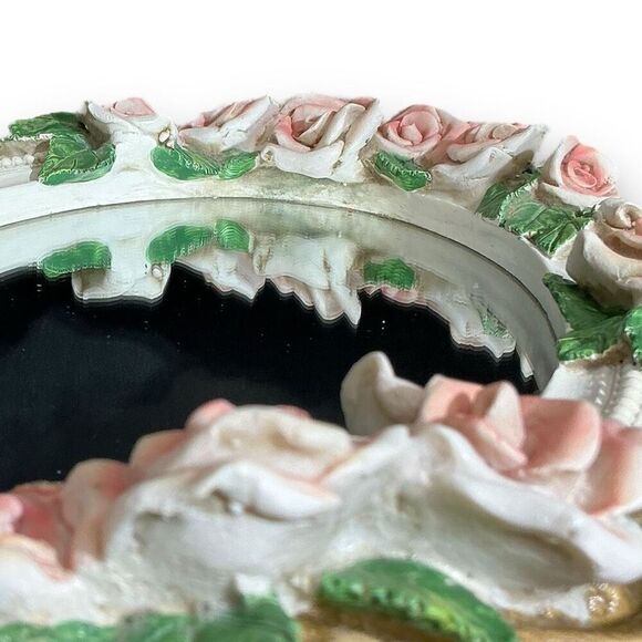 Floral Oval Wall Mirror with Pink Roses - Picture 14 of 14